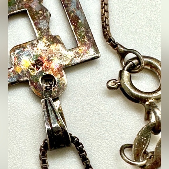 Vintage Silver Cartouche Pendant Necklace - Picture 5 of 14